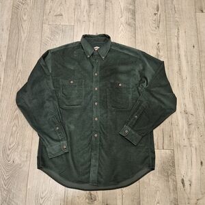 Ruff Hewn Forest Green Corduroy 100% Cotton Button-Up Shirt Mens L